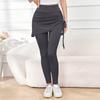 High Waist Yoga Leggings for Women with Faux Two Piece Design Tummy Control Stretchy Workout Pants with Drawstring Skirt Overlay