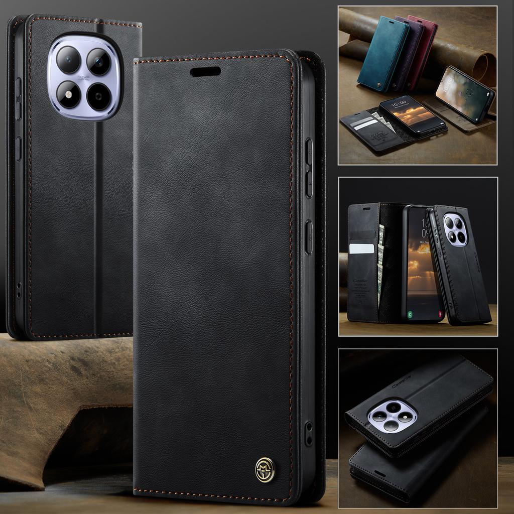 Dla Xiaomi Redmi Note 15 Pro 4G (Światowy) Etui CASEME Seria 033 Portfel blokujący RFID Stojak Skóra cielęca Tekstura Skórzane etui na telefon