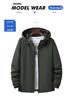2025 Men's Lightweight Nylon Hooded Jacket: Casual Solid Color Workwear for Middle-Aged and Elderly