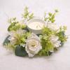 Menorah Garland Candle Rings Silk Flower Wreath Garland for Wedding Lifelike Pillar