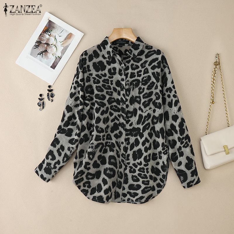 ZANZEA Womens Casual Turn Down Collar Long Sleeve Blouse Shirts