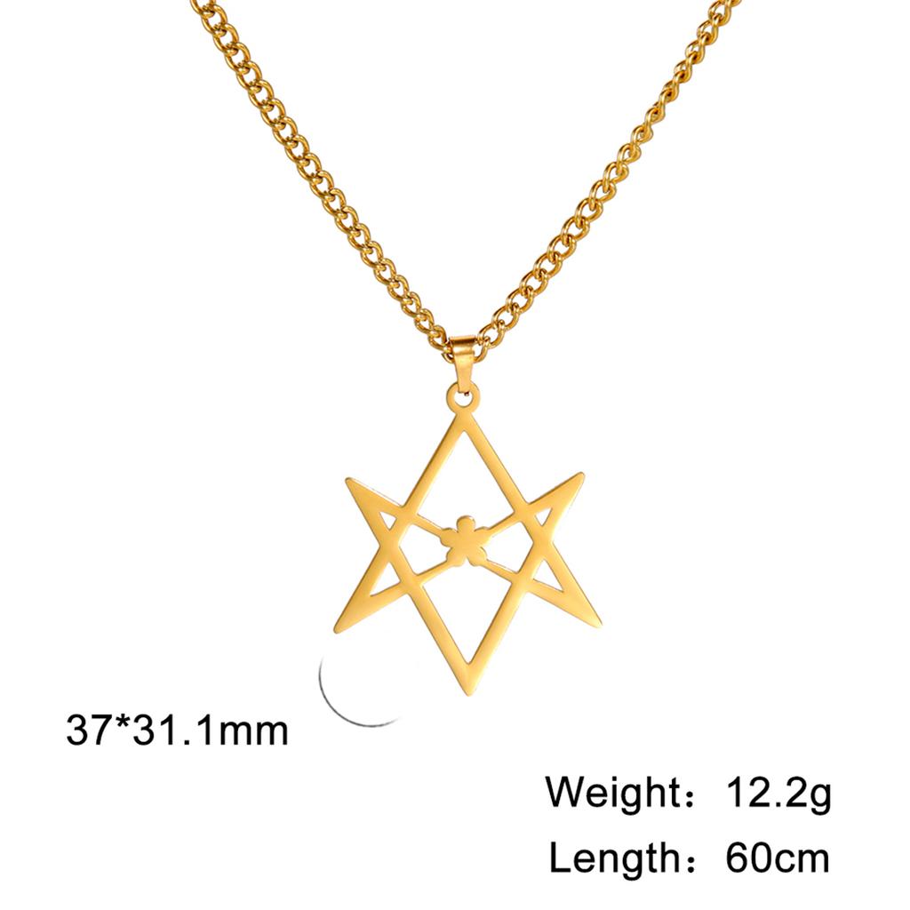  Thelema Hexagram Necklace Stainless Steel Classic Sacred Religious Symbol Pendant Chain Amulet Spiritual Jewelry Gift