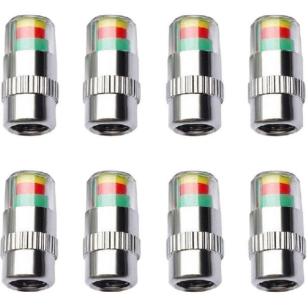 ANKI HAPPIGO 8Pcs 2.2Bar 32-to-35 PSI Car Tire Pressure Monitor Valve Stem Caps Sensor Indicator Easy to Read 3 Color Eye Alert 2.0Bar 30PSI