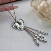 Boho Retro Sliver Color Irregular Heart-shaped Tassel Long Thin Rope Chain Necklace for Women Personality Collar Chain Jewelry