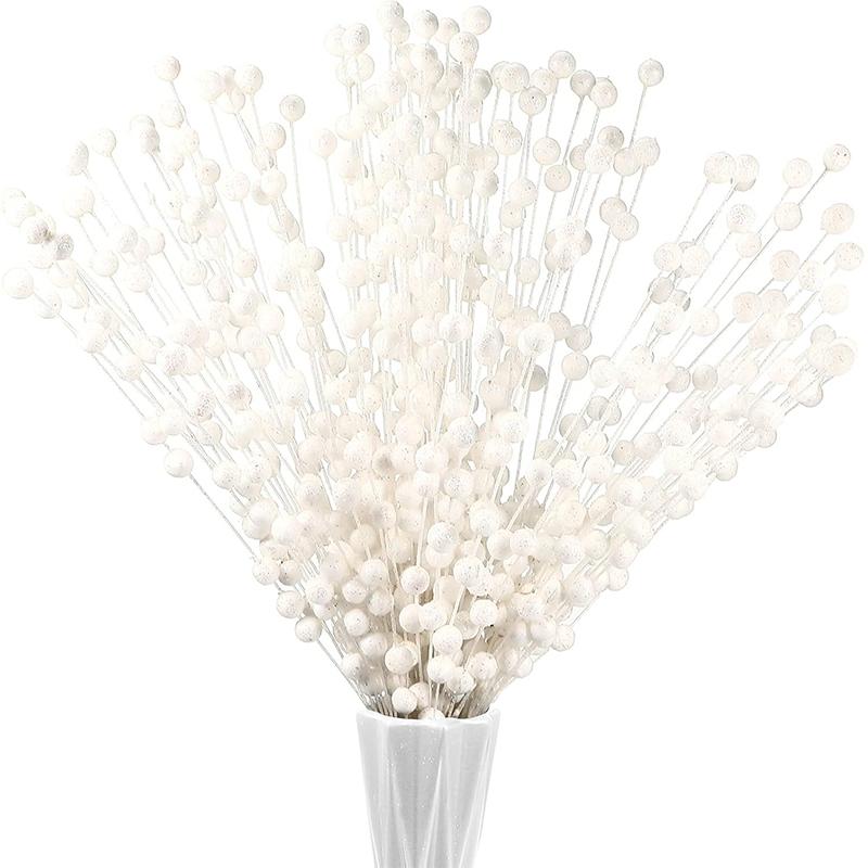 50Pc/Pack Glitter Christmas Berry Artificial Foam Flowers Christmas Tree Decor for Home Wedding Decor DIY Wreath Accessories