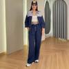 Autumn New Cross-border European and American Women's Clothing Zipper Sports Department Casual Lantern Long-sleeved Jacket and Pants Two Pieces