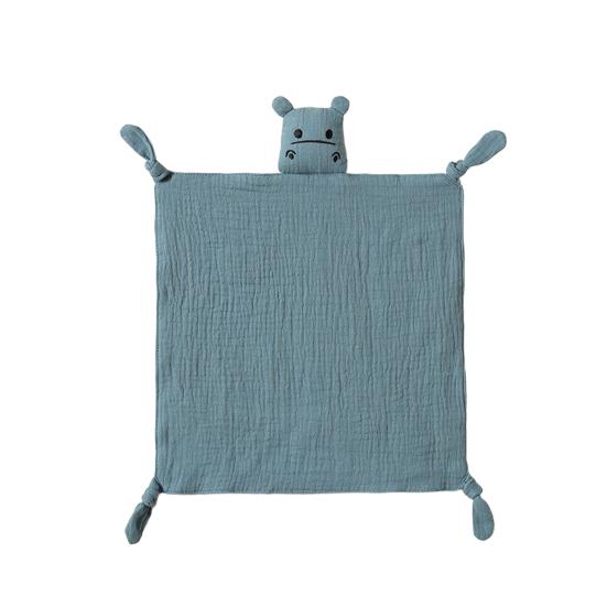 Cotton Baby Security Blanket Hippo Loveys with Bite-Friendly Corners Teething Safe Baby Towel for Newborns Infants