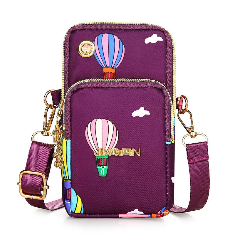New Mobile Phone Bag, Women's Messenger Bag, Three-layer Zipper Nylon Bag, Vertical Model, Change Bag, Arm Bag.