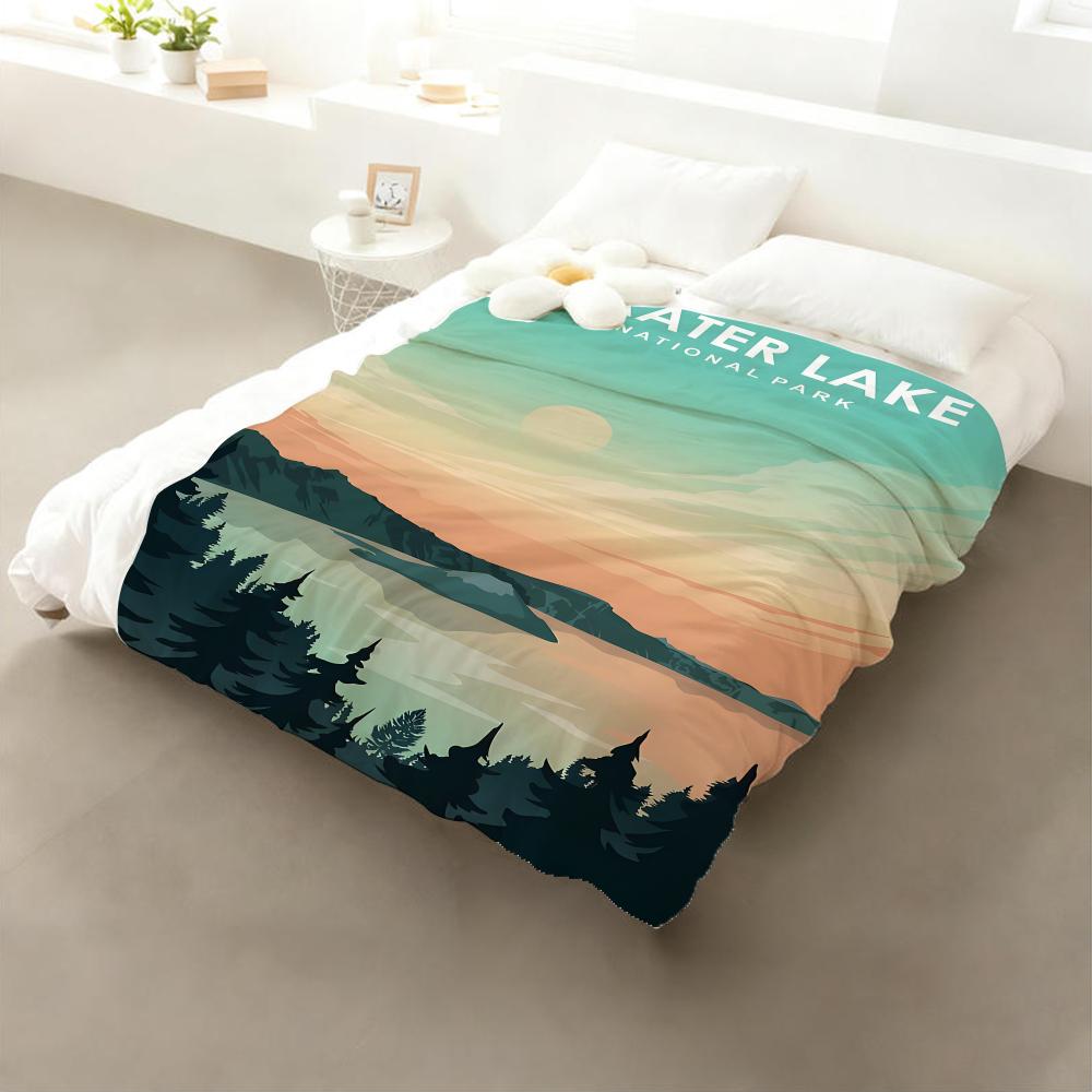 Crater Lake National Park Throw Flannel Throw Blanket: Soft Kid-Friendly Warm Anti-Static All Season Washable Couch Bed Home 75x90cm