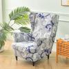 Floral Printed Wing Chair Cover Stretch Spandex Armchair Covers Nordic Removable Relax Sofa Slipcovers With Seat Cushion Covers