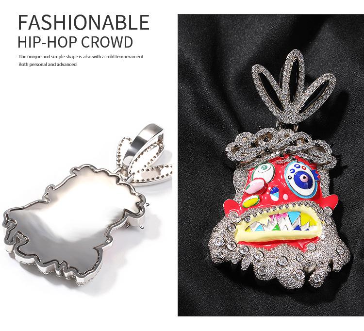 Unisex Hip Hop Drip Cartoon Pendant Necklace with Zircon