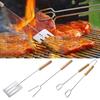 3 Pcs BBQ Tool Set Spatula Fork Tong with Long Handles Grip Grilling Tool Outdoor Camping Equipment