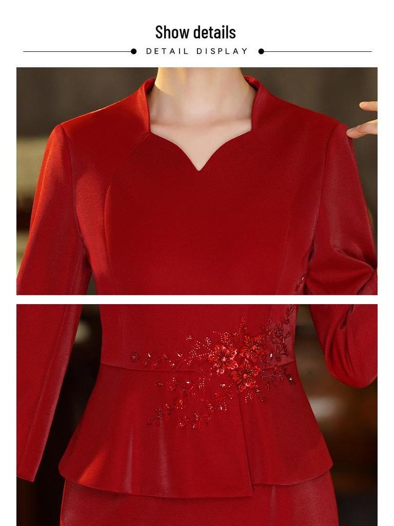 2024 Spring Faux Two-Piece Slimming Dress for Middle-Aged & Young Women, Perfect As a Mother of the Bride/Groom Wedding Guest Dress