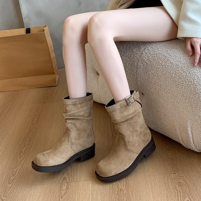 Trendy British Ankle Boots Chunky Sole Slim Fit Winter Shoes Women High Quality Versatile Boots