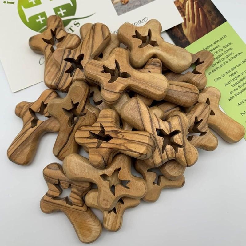 Olived Wood Pocket Crosses Comfort and Prayer Crosses Hand Held Wooden Crosses Small Palms Size Crosses Christian Gift