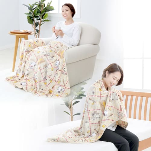 Nishikawa [nishikawa] Snoopy Blanket Half Size Throw 140x100cm Washable Soft Warm Woodstock Brothers Beige Fq71305065300
