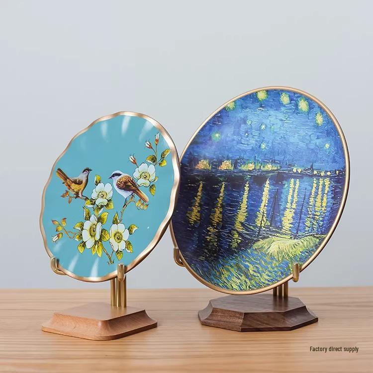 Solid Wood Plate Stand & Porcelain Holder Display Rack for Ornaments, Puer Tea Cakes