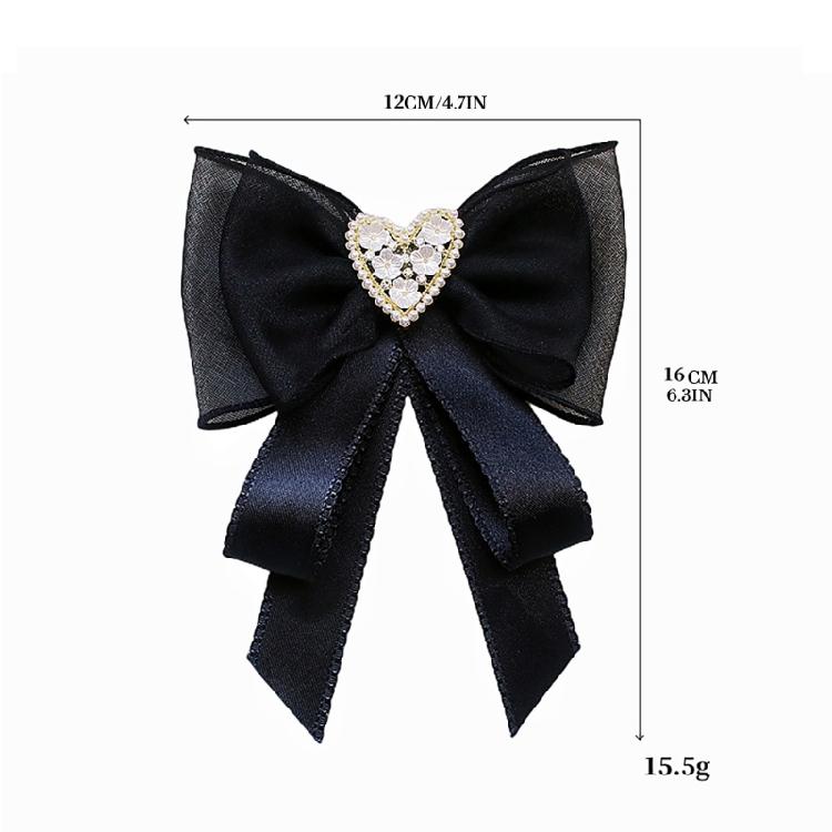 Women's Ribbon Bowtie Brooch Pin Student Uniform Pre Tied Necktie Clip Crystal Pearls Bowknot Corsage Shirt Jabot Collar