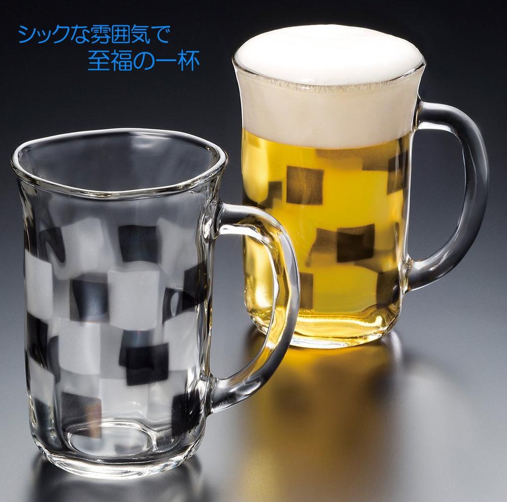 ADERIA Beer Glasses, 310ml, Creates Creamy Foam, Foam-Making Mug, Monochrome Pair Set, Made in Japan, S-6117
