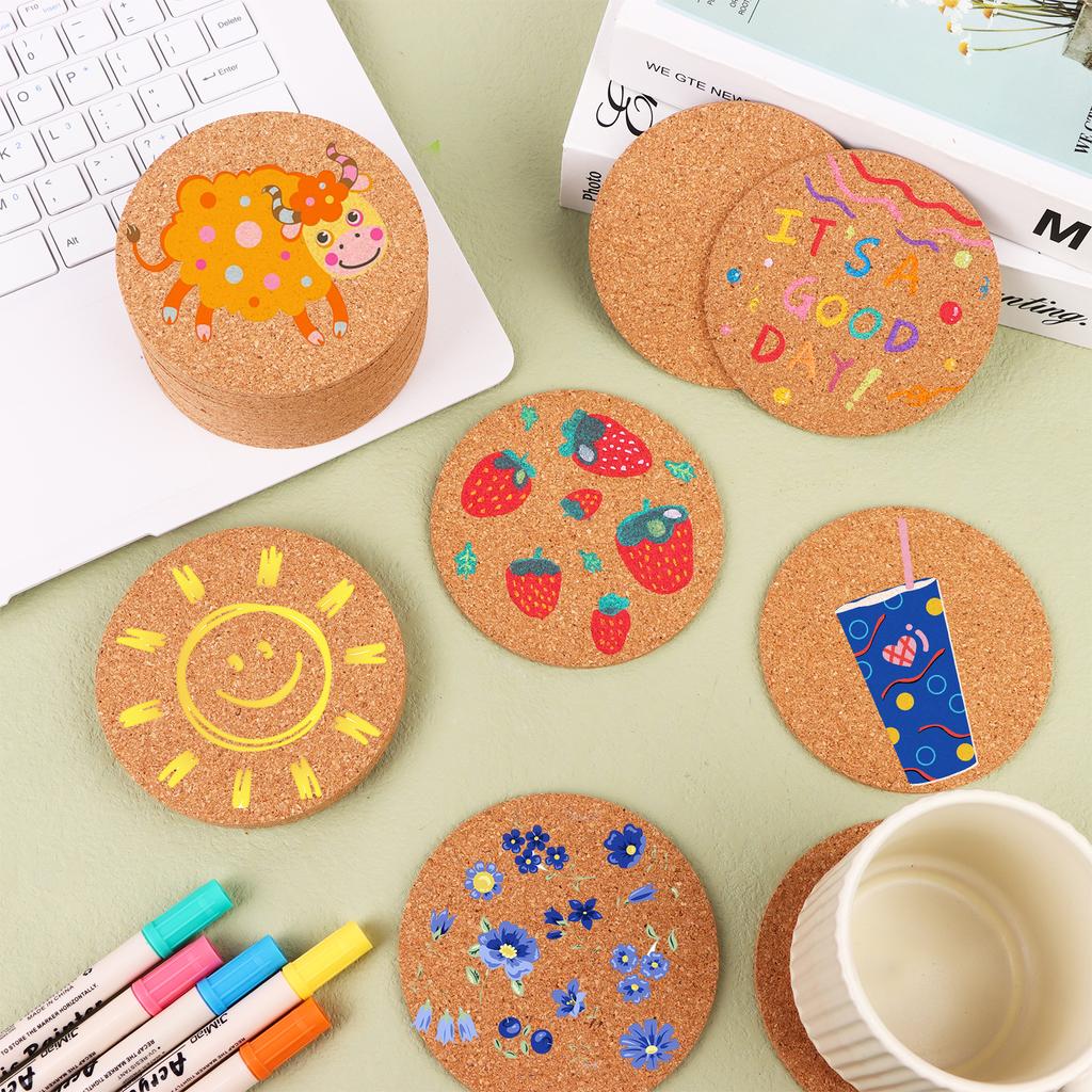 100 Pcs Cork Coasters For Drinks 4 Inch Absorbent Corkboards Blank Heat Resistant Round Cork Coaster Bulk Tea Or Coffee Wooden