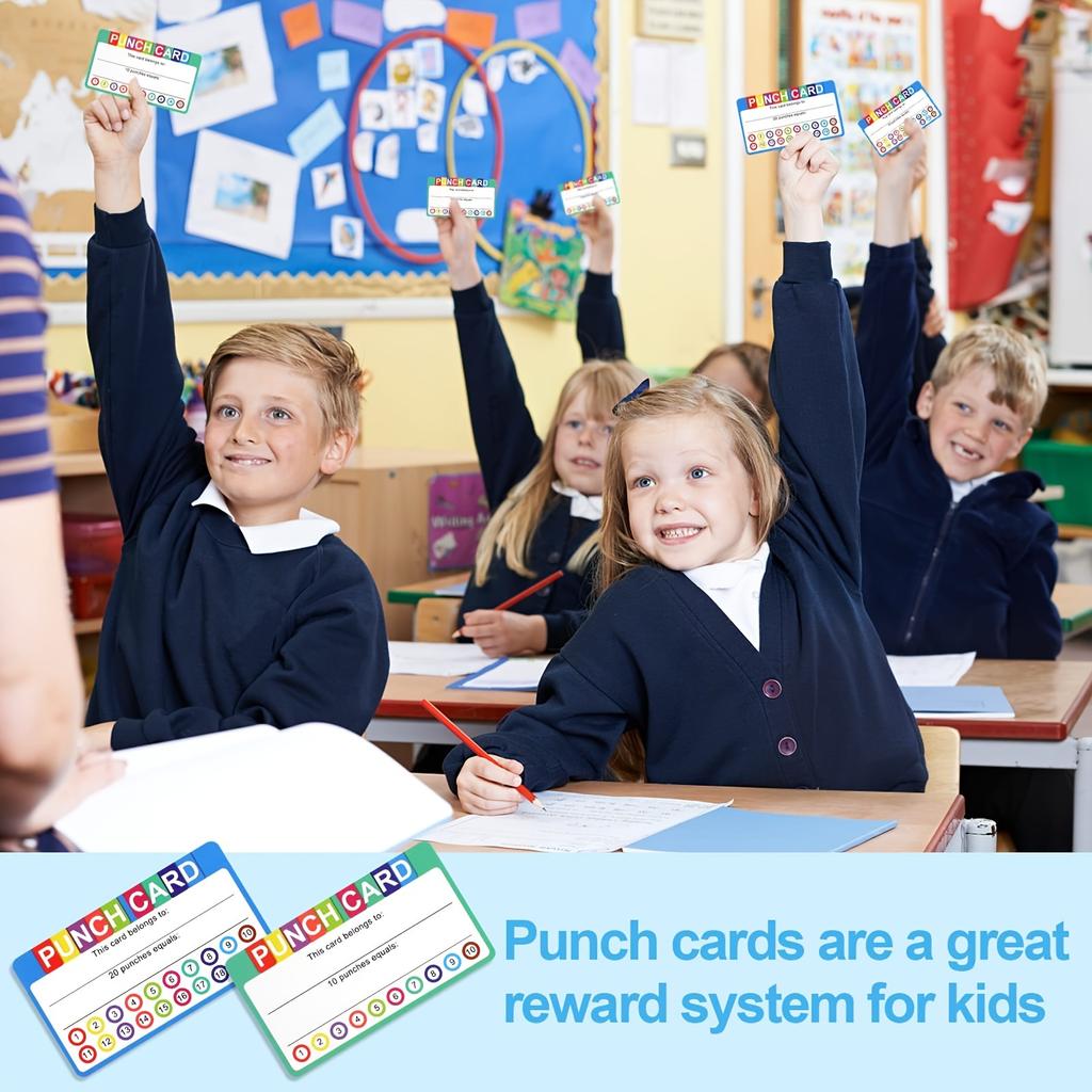 100pcs/pack Educational Motivational Punch Cards Incentive Vibrant Punch Cards Classroom