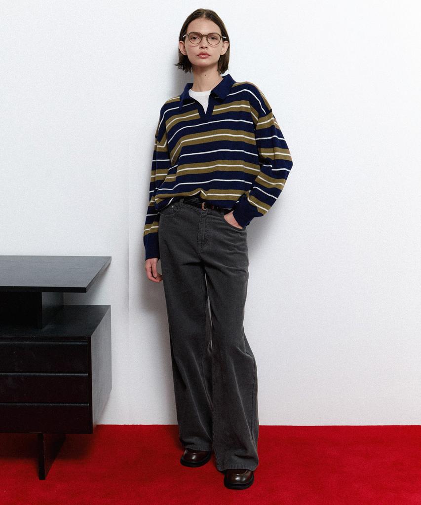 ON&ON Oversized Striped Collar Knit Nek5Wp909
