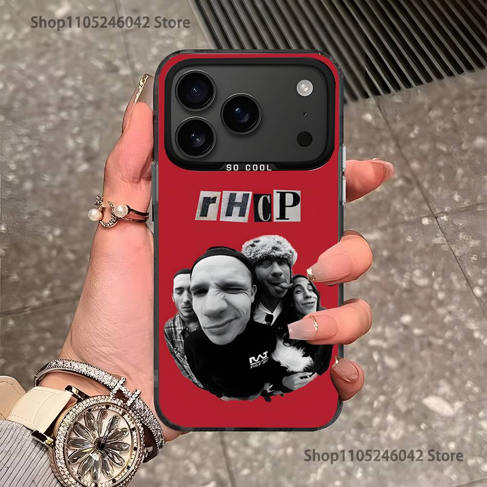Chili Red RHCP Phone Case For iPhone 17,16,15,14,13,12,11,Pro,XS,Max,Plus,Mini,SE4,E Black Matte Shockproof Cover