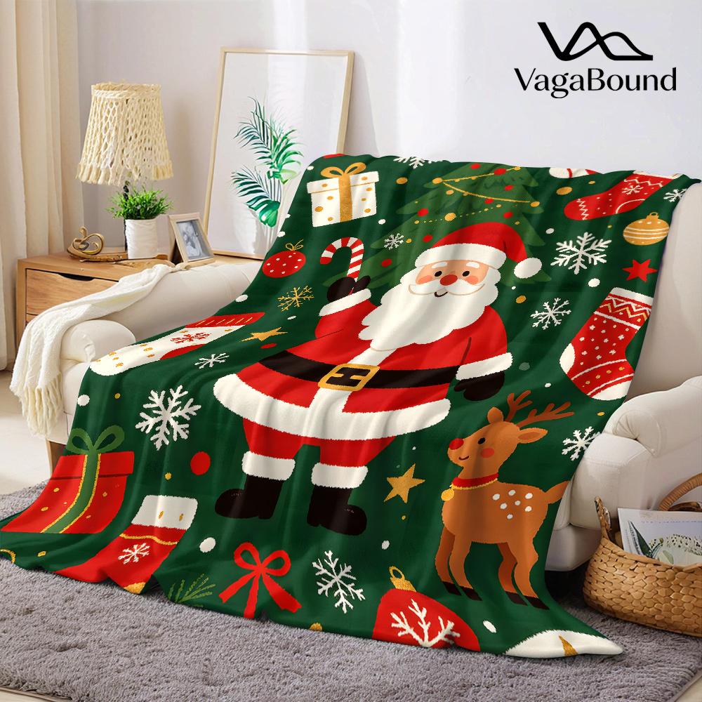 Cute Christmas Holiday Flannel Blanket Warm Soft Halloween Christmas All-Season Couch Decorative Cozy Warm Gift