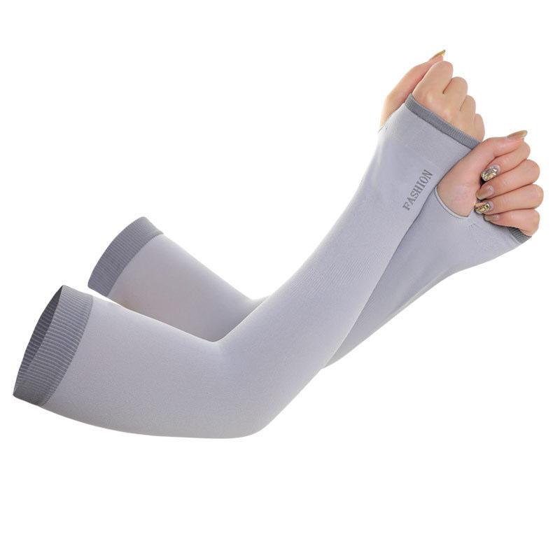 

Fingerless Cycling Ice Silk Arm Sleeves Sun Protection Compression Unisex Arm Cover Anti-UV Ice-Cool Outdoor Running Arm Guard сірий