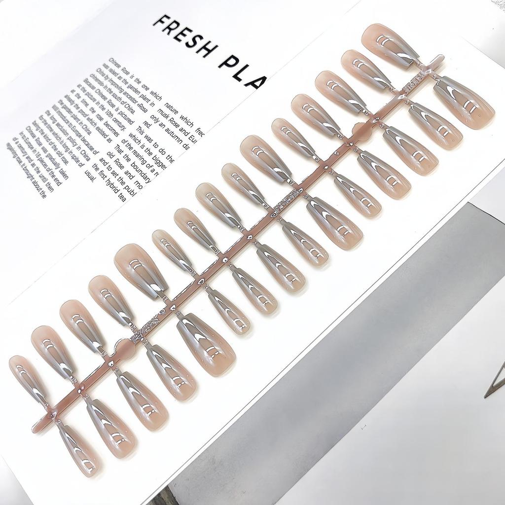 Aurora Cat-Eye Gradient Blush Electroplated Nail Tips