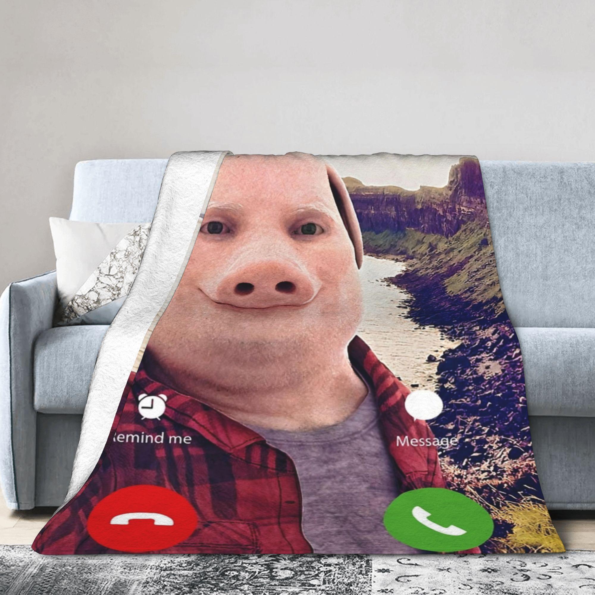 Tinika Chen Unisex John Pork Is Calling Funny Answer Call Phone Blanket Fleece Print Multifunction Warm Throw Blanket For Bed Car Plush Thin Quilt