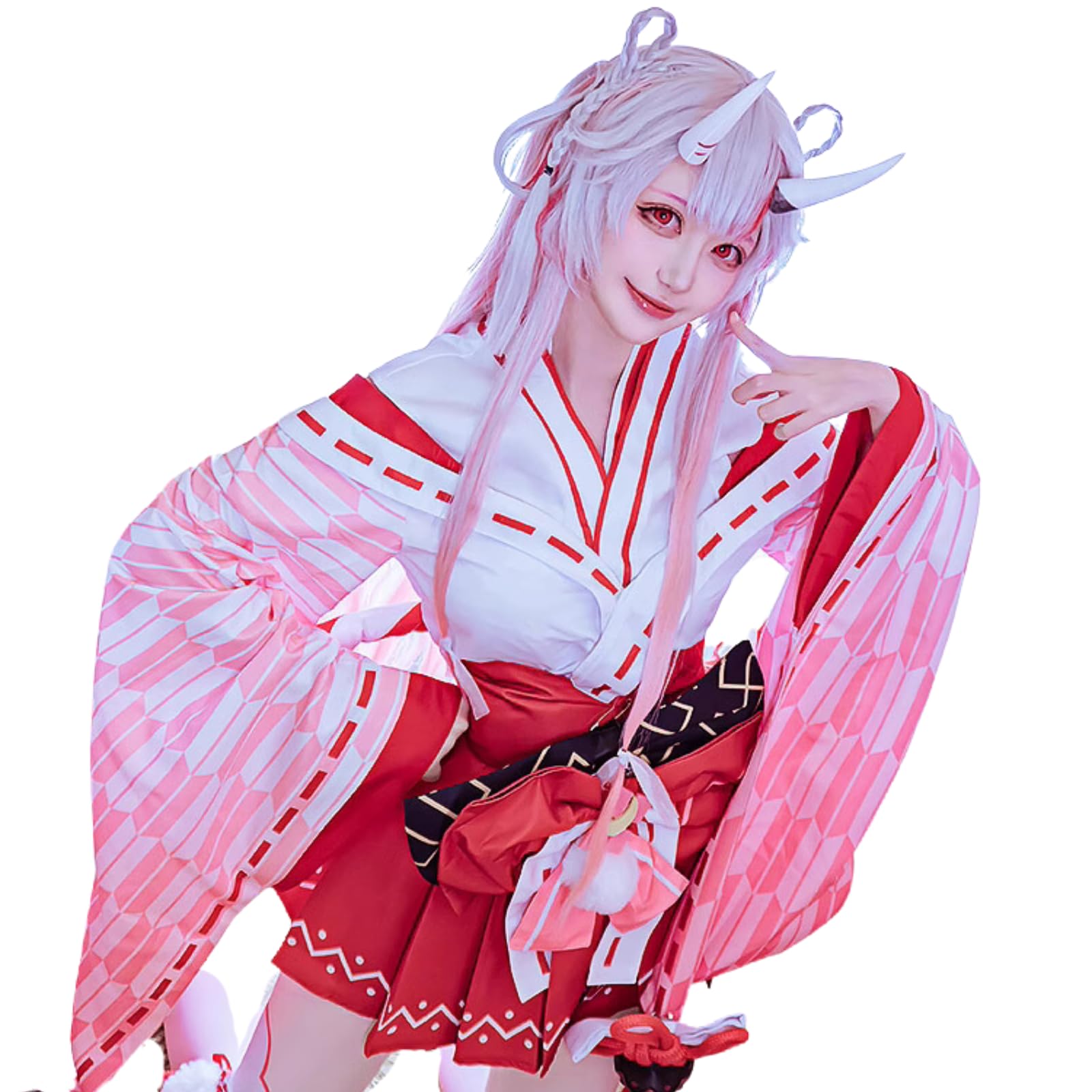 

Hololive Hyakki Ayame Косплей Vtuber Хэллоуин Новый костюм Мико [молочное время] красный