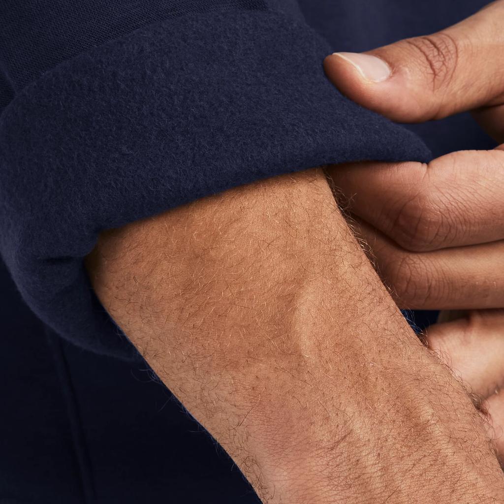 Under Armour UA Rival Mock Neck Logo Print Loose Fit Raglan Long Sleeve Sweatshirt Men Sweatshirt Navy-Blue 1386016-410