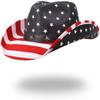 1 Stück Amerikanische Flagge Cowboyhut USA Cowgirl Hüte für Männer und Frauen mit breiter Krempe Rot Weiß und Blau Western Accessoires Outfits