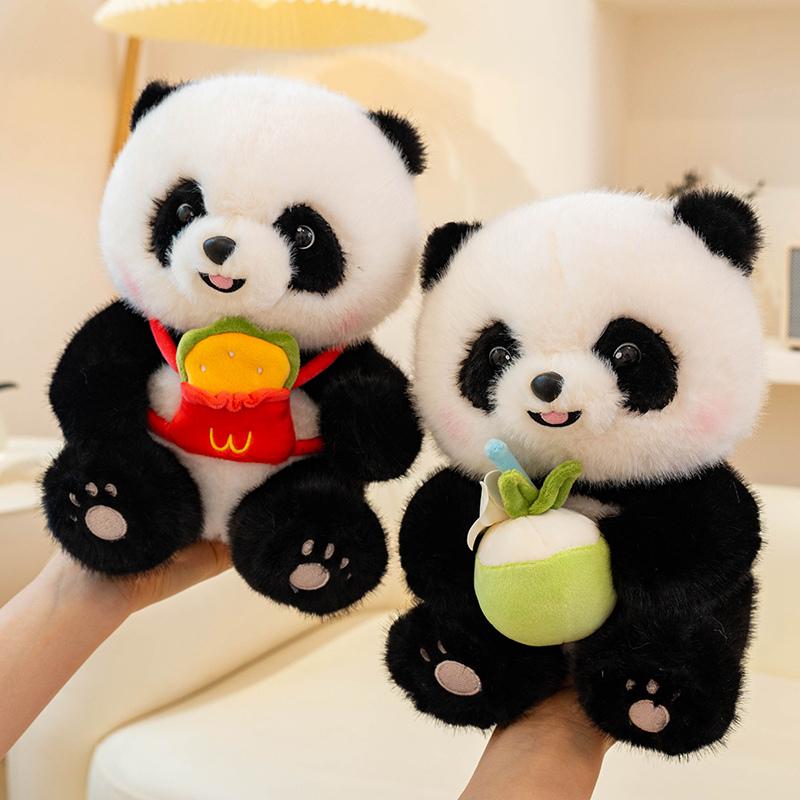 Plush Panda Toys Stuffed Pillow Panda Coconut Burger French Fries Ice Cream Swimming Circle Soft Animal Bear Kids Birthday Gift