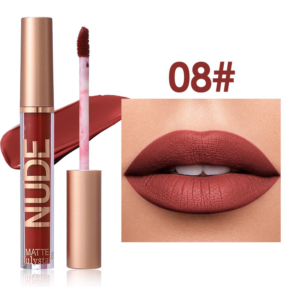 Julystar NUDE Matte Liquid Lipstick, Long Lasting Waterproof Velvet Lip Gloss, Non-Stick Cup Smudge-Proof Lip Tint