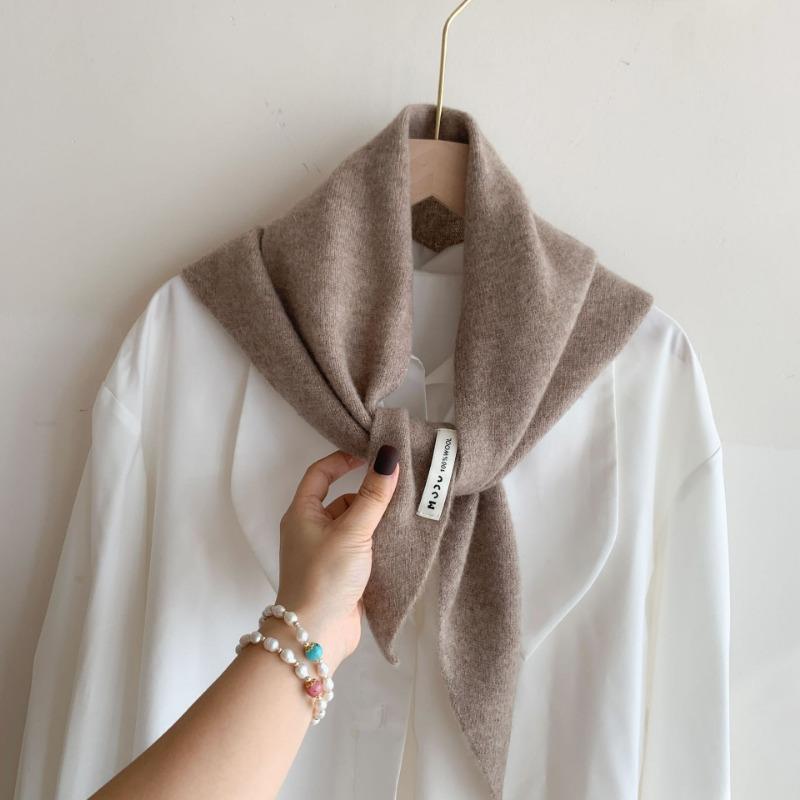 Wool knitted triangle scarf shawl women's autumn and winter thermal headscarf multi-functional thermal versatile small scarf women