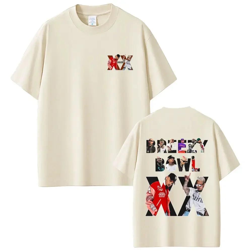 Chris Brown Graphic Tshirt Breezy Bowl Xx Tour T Shirts Unisex Wounisex Fashion Hip Hop Vintage Short Sleeve Oversized Tshirts Blac