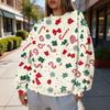 Women's Trendy Christmas Print Crewneck Sweatshirt Lightweight Casual Pullover Top