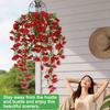 Artificial Flowers for Outdoor, Fake Hanging Morning Glory with Eucalyptus Leaves, UV Resistant Faux Plants Petunias Trailing Vines for Porch, Patio,