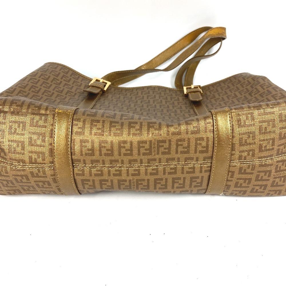 FENDI 8BH238 Zucca Zucchino Logo Bag Tote Bag Shoulder Bag PVC/Leather Gold