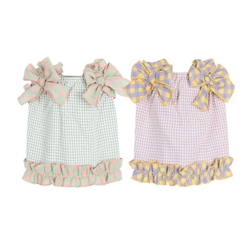 MIMINKO Check Frill Ribbon Blouse [DW4MB0050]