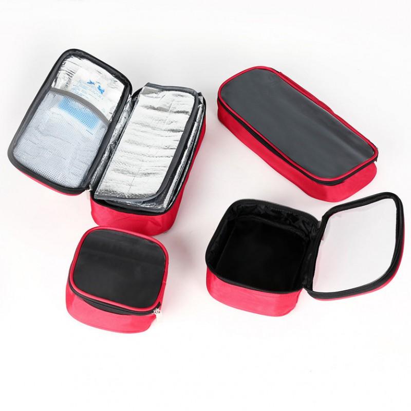 Portable Transparent Zipper Medical Kit Bag First Aid Emergency Response Clinic Visit 3 Sizes Oxford Fabric Red Empty Bag, No Accessories