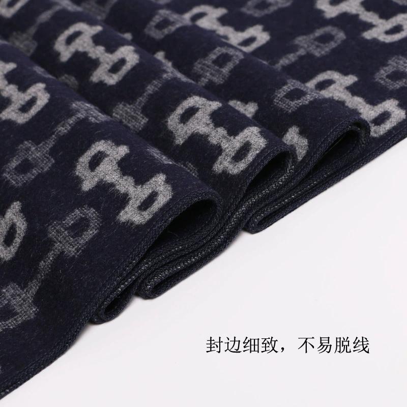 High-End British Soft Plaid Silk Wool Men's Scarves Autumn and Winter Thickened Wool Warm Scarf 30x180cm