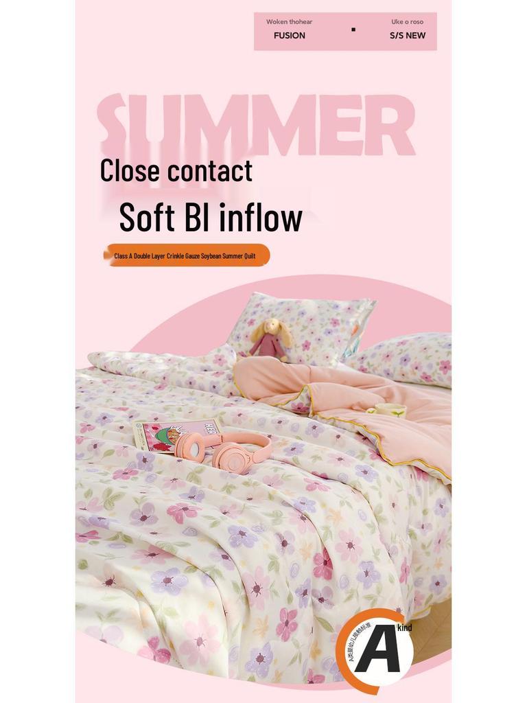 Class A Double Layer Soybean Fiber Quilt for Mothers & Babies - Lightweight Children's Summer Air Conditioning Quilt