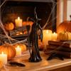 Black Cat Statue Abstract Witch Figurine Resin Statue Gothic Heavy Duty Crafts Ornament Halloween Tabletop Decor for Home Mantel Office Desk Retro