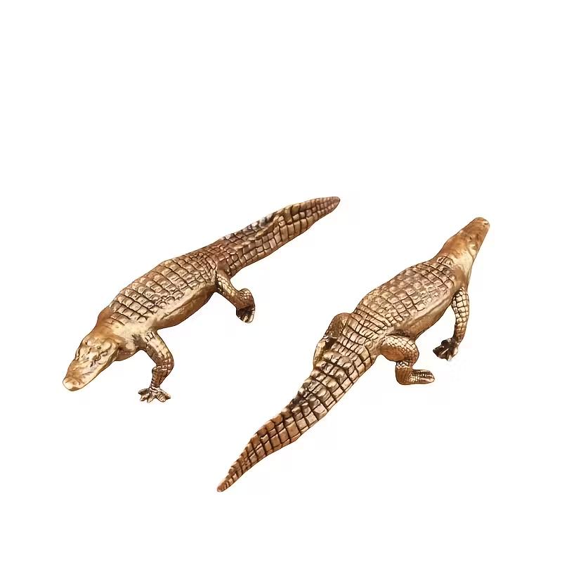Antique Brass Crocodile Statues Elegant Standing Positions for Home/Office/Outdoor Decor Perfect Gift for Housewarming Christmas