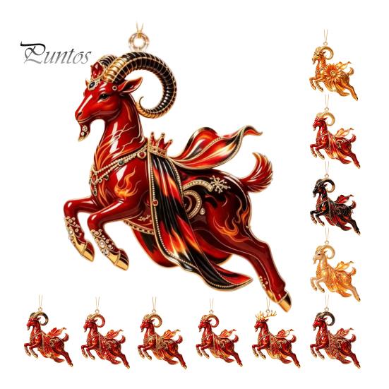 Durable Acrylic Hanging Decorations Galloping Goat Ornament, 2D Flat Pendant, New Year Christmas Gift for Friends Decoration Tree, Mantel, Festive