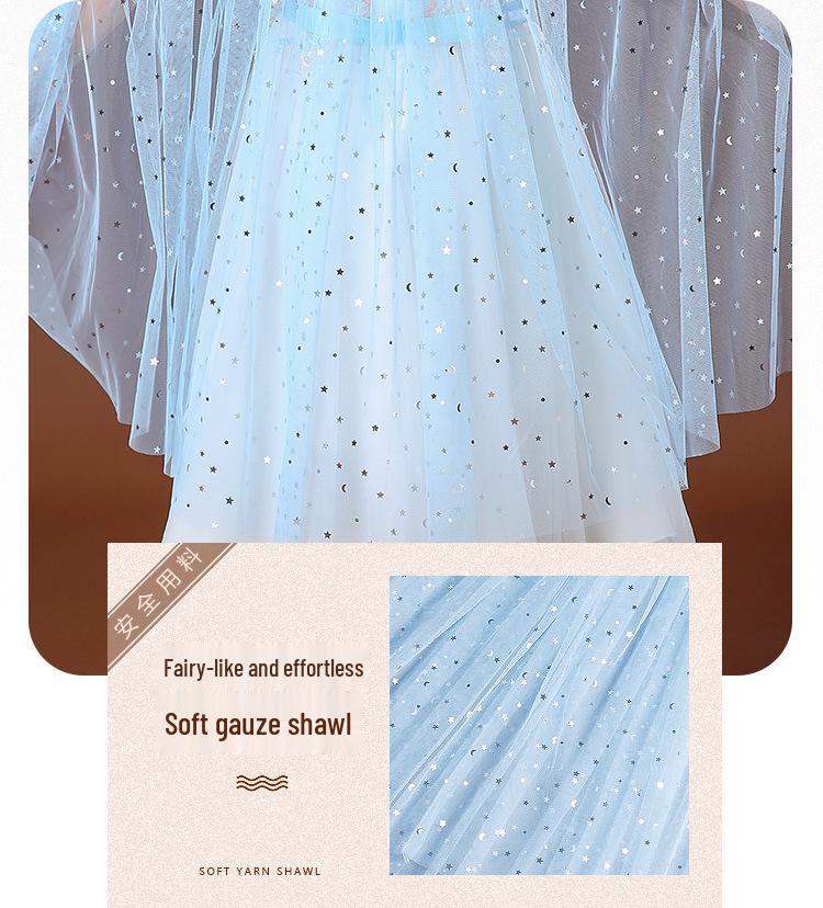 Girls' Elsa Princess Frozen Crown Set with Sequined Cape Shawl