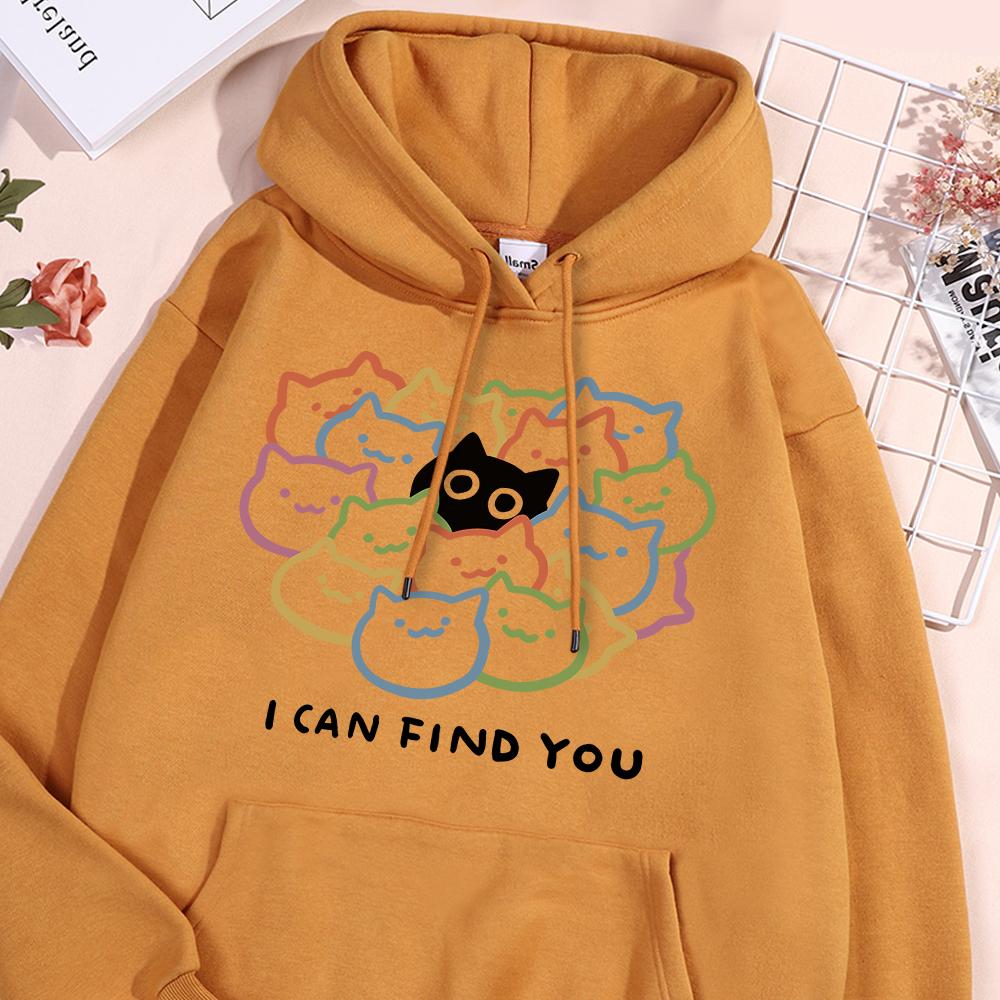 

I Can Find You Fun Cat Hoodies Men Women Street Warm Autumn Sweatshirt Fleece Pullover Clothes Pocket Loose Sportswears Couple 3XL